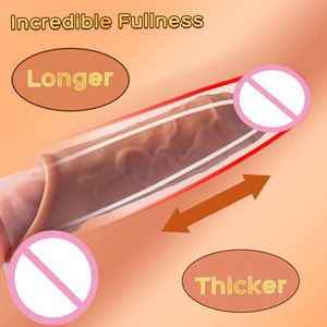 Funda para Pene con Anillo para el Pene, Juguete Sexual, Funda de Silicona Ultrasuave, Anillo para Testículos Engrosado Reutilizable, Juguete para Adultos Masculino - Product Image 3