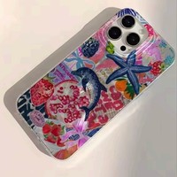 Coque de téléphone tendance INS avec paysage marin pour iPhone 18 17 16 15 Pro Max 14 13 12, coque arrière IMD brillante en fil plume
