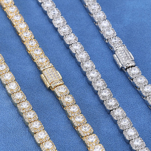 Fulsun 嘻哈定制 5 毫米 S925 纯银男士单排莫桑石方形珠链珠宝项链 - Product Image 3