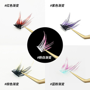 ขนตาปลอมธีมสุนัขจิ้งจอกสีสันสดใส 10 แพ็ค โทนสีไล่ระดับ สำหรับงานเทศกาลดนตรี เวทีการแสดง และคอสเพลย์ - Product Image 1