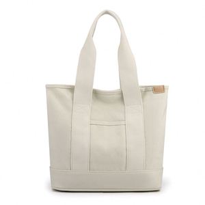 Sac fourre-tout personnalisé en toile de coton 16 oz, couleur unie, fermeture éclair écologique, logo personnalisé imprimé en sérigraphie, sac à poignée - Product Image 3