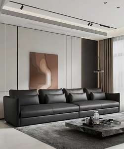 Juego de sofá Seccional de diseño italiano, sofá de Villa, sala de estar, reposabrazos de cuero en forma de L, juegos de sofás modulares modernos, muebles - Product Image 2