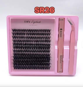 Kit d'extension de cils professionnel Aesphylash en faux vison épais à longueurs mixtes, semi-fait main, pour DIY, avec logo personnalisé, coton noir - Product Image 2