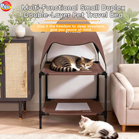 Lit surélevé double étage pour chat avec auvent pare-soleil, respirant et amovible, pour intérieur et extérieur, également adapté aux petits chiens