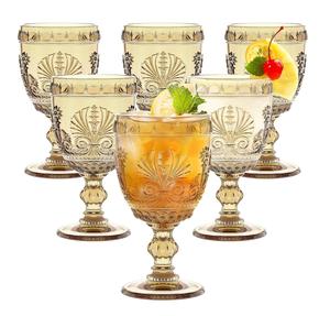 Calici Soffiati a Mano Gialli per Vino, Bicchieri Vintage Rosa con Rilievi Colorati da 10oz per Acqua <span class=keywords><strong>e</strong></span> Succo - Bestseller - Product Image 1