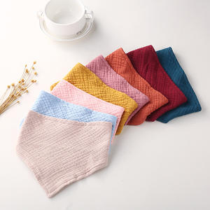 Bavoir bébé en coton <span class=keywords><strong>double</strong></span> <span class=keywords><strong>gaze</strong></span> couleur unie, absorbant, style européen et américain, en mousseline, serviette triangulaire en crêpe pour enfants - Product Image 3
