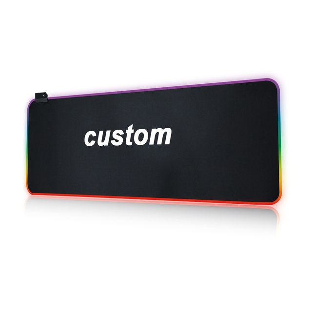 Custom Size Logo RGB Non-Toxic Gaming Mousepad Multi-Fabric LED Anti-Slip Rubber Base Waterproof Top Custom Thickness Options