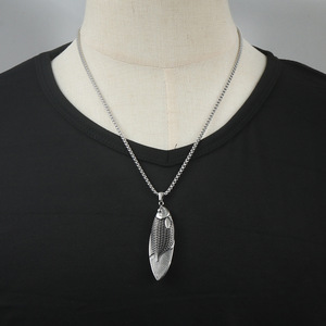 Collar con colgante de pez de acero inoxidable, cadena de 3,0x60cm en color plata y oro, regalo para hombres, joyería de moda con forma de animal - Product Image 4
