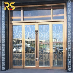 Diseño de corte por láser de estilo árabe, <span class=keywords><strong>puerta</strong></span> de entrada principal de vidrio comercial de acero inoxidable 304, <span class=keywords><strong>puerta</strong></span> de vidrio para vestíbulo de Hotel para restaurante - Product Image 2