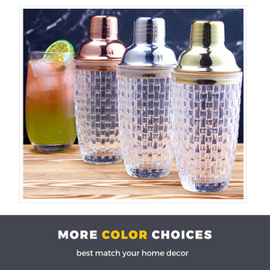 Kit Shaker per Cocktail <span class=keywords><strong>in</strong></span> Vetro 13 oz per Martini e Whiskey con Coperchio <span class=keywords><strong>in</strong></span> Acciaio Inox Dorato Antisgocciolamento, Strumenti da Bar - Product Image 5
