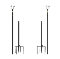 Lampadaire solaire d'extérieur étanche avec 2 lanternes suspendues en métal avec une pince utilisée pour la cour