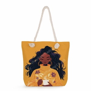 Bolso de Mano con Estampado de Niña Negra, Bolsa de Hombro Versátil A LA Moda, Gran Capacidad, Novedad, Venta Al por Mayor - Product Image 5