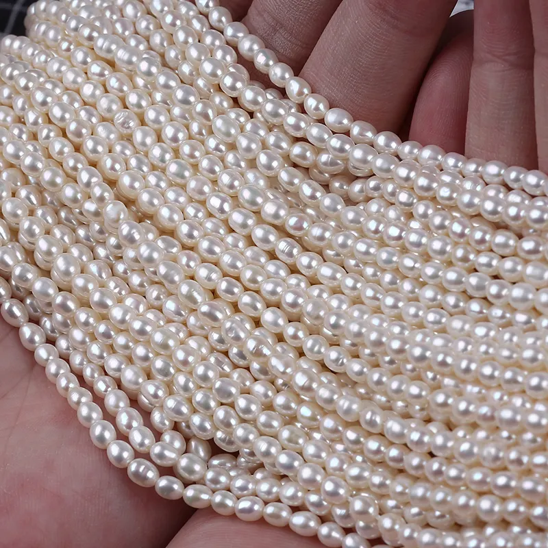 3.5-4mm B-AAAA perle di buona qualità all'ingrosso perle di perle di riso bianco d'acqua dolce naturale