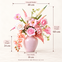 Centre de table de fleurs artificielles faites à la main, aspect naturel, arrangement floral mixte, vase en céramique, décoration pour mariage et anniversaire