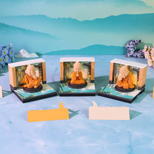 Bloc-notes 3D Zen <span class=keywords><strong>Petit</strong></span> Moine Scène <span class=keywords><strong>Bambou</strong></span> Anti-stress Notes Adhésives Papier Superposé Papeterie de Bureau Bloc-notes avec Lumière - Product Image 2