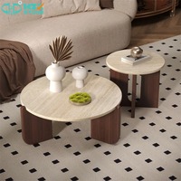 Table basse HZX en marbre travertin naturel moderne, polie, écologique, durable, découpée sur mesure pour salon, salle à manger, intérieur