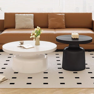 طاولة قهوة ذهبية بتصميم نورديك، طقم أثاث لغرفة المعيشة، طاولات جانبية دائرية معدنية وخشبية عصرية فاخرة للشاي والسرير - Product Image 5