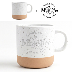 Mug à café en céramique blanc moucheté EffiPrint Print Demand, personnalisé et esthétique, base naturelle, compatible micro-ondes et lave-vaisselle, style américain - Product Image 1
