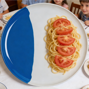 Assiettes de table rondes en mélamine multicolores 1/2 & 1/2 Mix, 24,5 cm, pour la décoration de la maison - Product Image 2