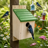 Nichoir en bois massif pour oiseaux, nichoir suspendu pour l'extérieur, nichoir pour oiseaux bleus pour jardin, patio, cour