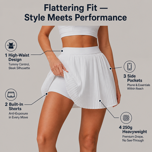 Jupe-short de tennis plissée effet nuage de luxe 250g, taille haute, respirante, pour le golf, avec logo personnalisé - Product Image 2