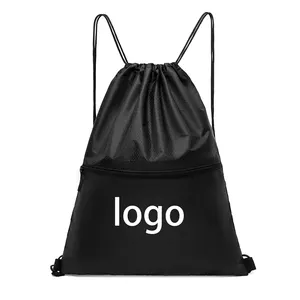 Hot Leisure Fitness Sports Dance Travel Luggage Hiking Camping For Men Women Black Calico Customised Drawstring Bag