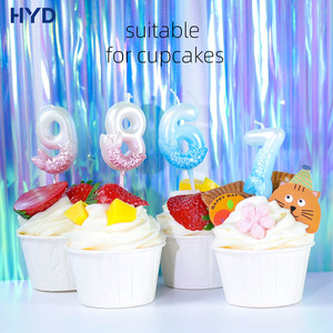 Décoration de gâteau de fête, bougies d'<span class=keywords><strong>anniversaire</strong></span> en forme de queue de sirène, personnalisées 2026, métalliques, couleur dégradée - Product Image 2