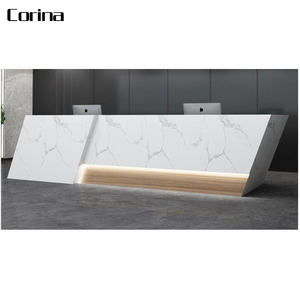 Tuỳ Chỉnh Đá Nhân Tạo Đá Cẩm Thạch Trắng Mặt Trước Quầy <span class=keywords><strong>2</strong></span> Khách Sạn Bàn Tiếp Tân Bề Mặt Rắn - Product Image 4