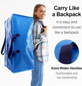Customized <b>Extra</b> <b>Large</b> Transparent Heavy-Duty Plastic Moving Bags Waterproof Quilt Clothes Storage with Clear Moving Strap - Product Image 2
