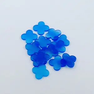 Hot Sale Factory Price Synthetic Gems Blue Agate Gemstones 4 Leaf Clover Stones For Diy Jewelry