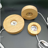 Lampe de table manuelle à éclairage boule de cristal avec base en bois massif et veilleuses