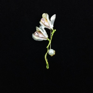 High-Grade Elegante Magnólia Broche Nova Moda Estilo Chinês Avançado Sentido Corsage Acessório Esculpido Metal Artesanato de Metal - Product Image 4