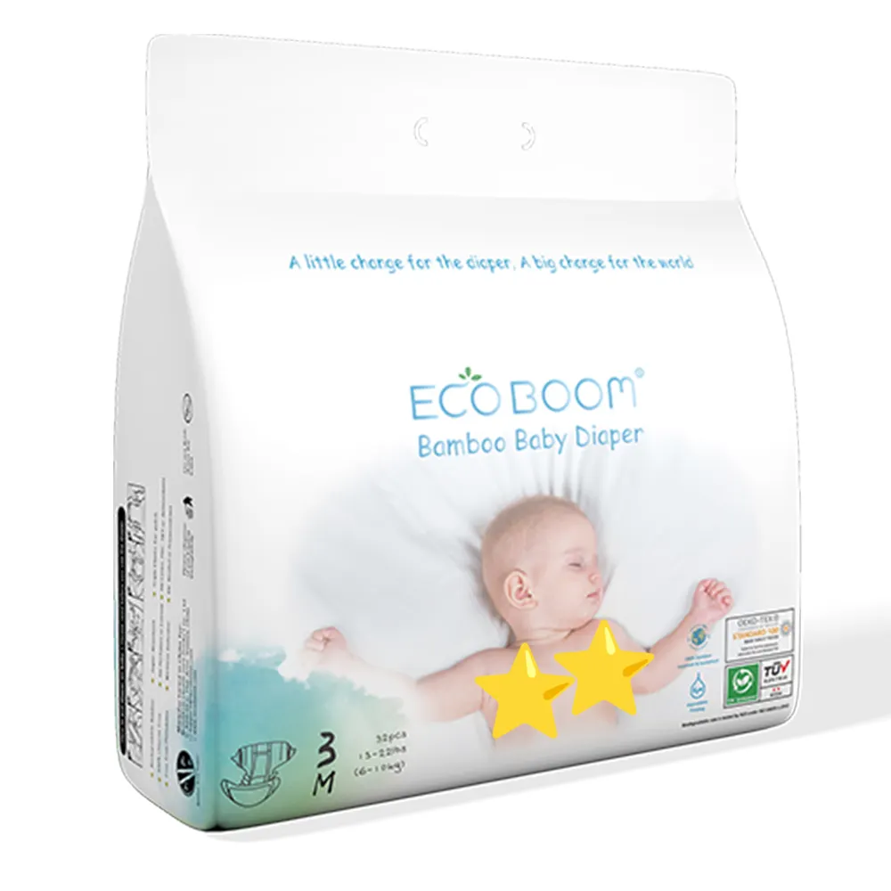 ECO BOOM 100% Bamboo Biodegradable Infant Nature Disposable for Babies Size S 108 Count baby diapers