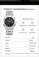 X-GEQCK Nouvelle montre automatique pour homme à trois yeux et six aiguilles, phase de lune, bracelet en acier inoxydable, montres de luxe pour la mode masculine