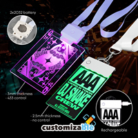 Porte-badge OEM avec cordon en acrylique LED, porte-badge vierge transparent gravé au laser, étiquette nominative