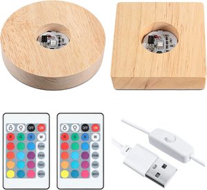 Bằng gỗ ánh sáng đứng cơ sở đầy màu sắc đèn Led điều khiển từ xa hiển thị cơ sở selenite tháp 3D tinh thể Laser khắc trang trí - Product Image 3