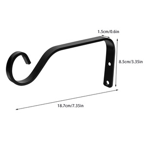 Black Carbon Steel Wall Mount Slip <b>Hook</b> 18.7cm Industrial Design Storage Hanger - Product Image 1