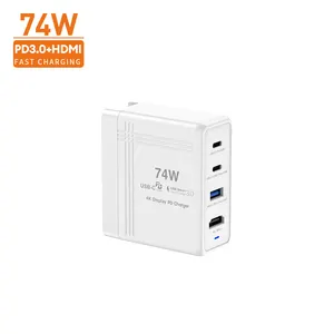 74W USB C Charger Type C USB A 3 Port Adapter PD Fast Phone Wall Chargers PD USB + HD MI Hub Mobile Phone Charger