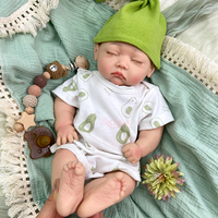 Lebensechte 18-Zoll Weiche Vollsilikon-Reborn-Babypuppe mit offenem Mund zum Aufsetzen des Schnullers für Kinderspielzeug und Sammlerstücke