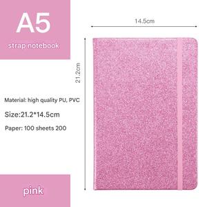 Nhà máy văn phòng phẩm đồ dùng học tập A5 máy tính xách tay 100 sheets long lanh sequin PU da máy tính xách tay ngang lót trang Lưu ý sách - Product Image 3