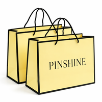Ensemble d'emballage de luxe personnalisé avec logo, jaune citron et bordure noire, pour chaussures de créateur, boîte et sac en papier, vente en gros
