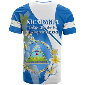 Camiseta Personalizada del Día de la Independencia de <span class=keywords><strong>Nicaragua</strong></span>, Escudo de Armas Nicaragüense con Flores de Sacuanjoche, Camisetas de <span class=keywords><strong>Nicaragua</strong></span> al por Mayor - Product Image 3