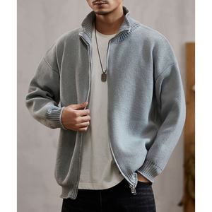 Mens Heavyweight Large Size Cardigan Old Money <b>Aesthetic</b> Winter Languid Luxe Vibe Oversized Stand Collar 100% Polyester Knit <b>Top</b> - Product Image 1