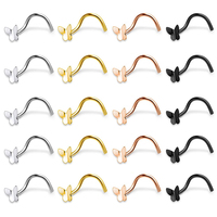 Bijoux de perçage de la narine en acier inoxydable de haute qualité, anneau de nez papillon en forme de S, vente en gros