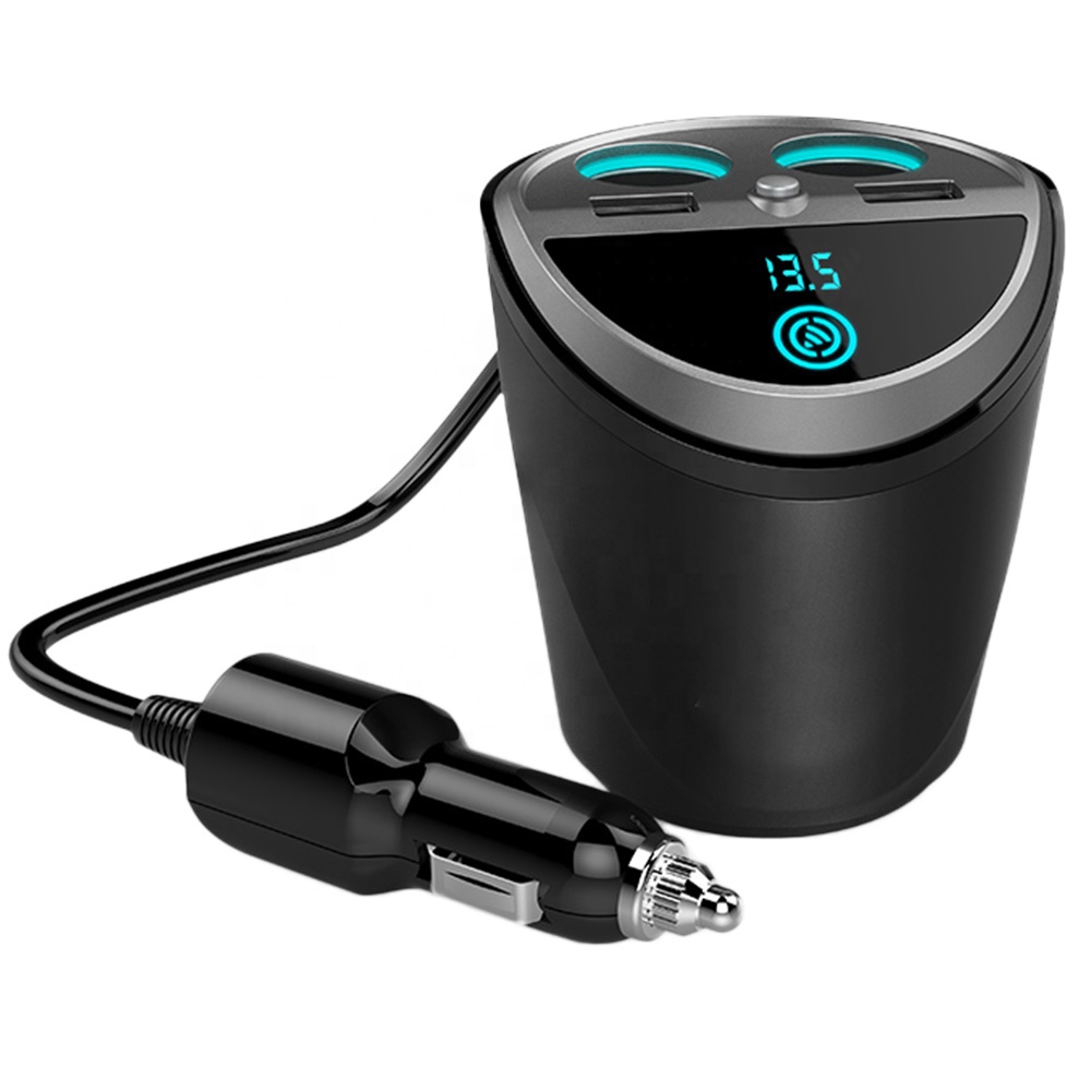 Автомобильное зарядное устройство для прикуривателя AGETUNR A18, 2 розетки, 2 USB-порта, дисплей напряжения, 5 в постоянного тока, 2,1 А, кабель для зарядки, подставка для телефонов