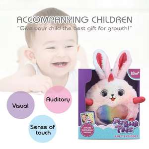 سماعات ألعاب محشوة من القطيفة المتكررة على شكل أرنب على شكل منحدر مع مسجل أصوات وأضواء حيوان محشو لطيف للأطفال - Product Image 5
