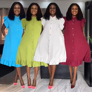 S10739 Abito Estivo Trendy 2024 Senza Maniche con Bottoni, Vestito Midi Tinta Unita Stile T-Shirt Casual - Product Image 1