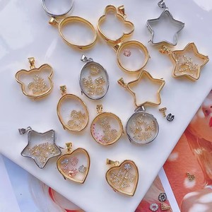 Tự Làm Đồ Trang Sức Đồng Vàng Hình Học Vòng Tròn Rỗng Trái Tim Sao Phụ Kiện Lấp Lánh Zircon Gấu Chân Sét Chữ Thập Thư Mặt Dây Chuyền - Product Image 4