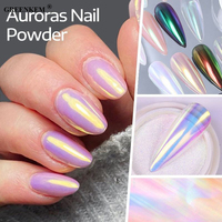 Charge de puissance des ongles Chrome frotter sur Aurora holographique paillettes manucure caméléon perle effet métallique miroir poudre pour ongles