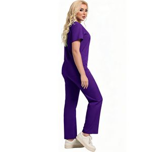 Daoyi Women's Medical Scrub Set Purple Elastic Comfortable Workwear For Hospital Spa Beauty Salon Uniforms - Product Image 1